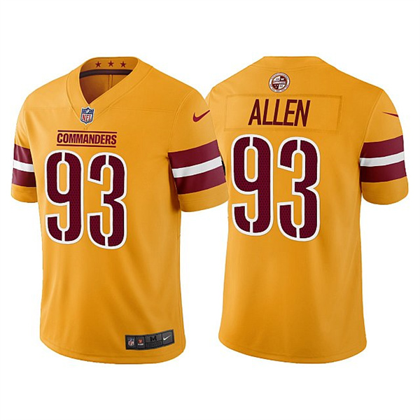 Men's Washington Commanders #93 Jonathan Allen Gold Vapor Untouchable Stitched Football Jersey Men's Washington Commanders #93 Jonathan Allen Gold Vapor Untouchable Stitched Football Jersey